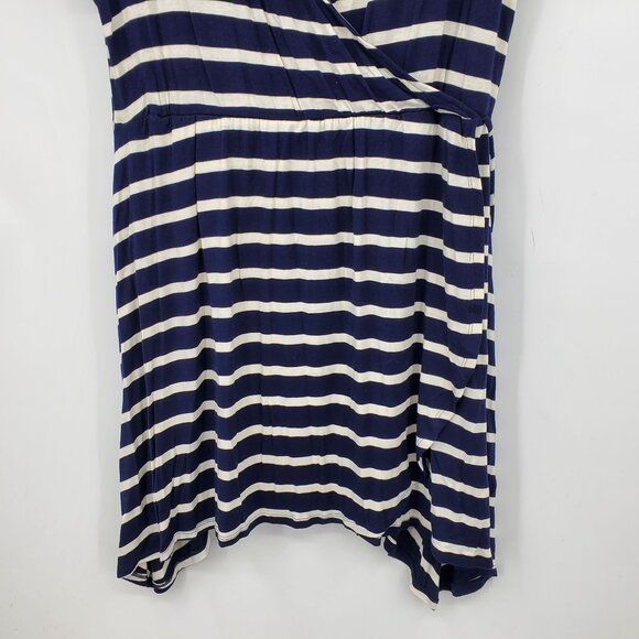 NWT Living Doll Navy Blue and White Surplice Neck Short Sleeve Above Knee Dress - Picture 9 of 14